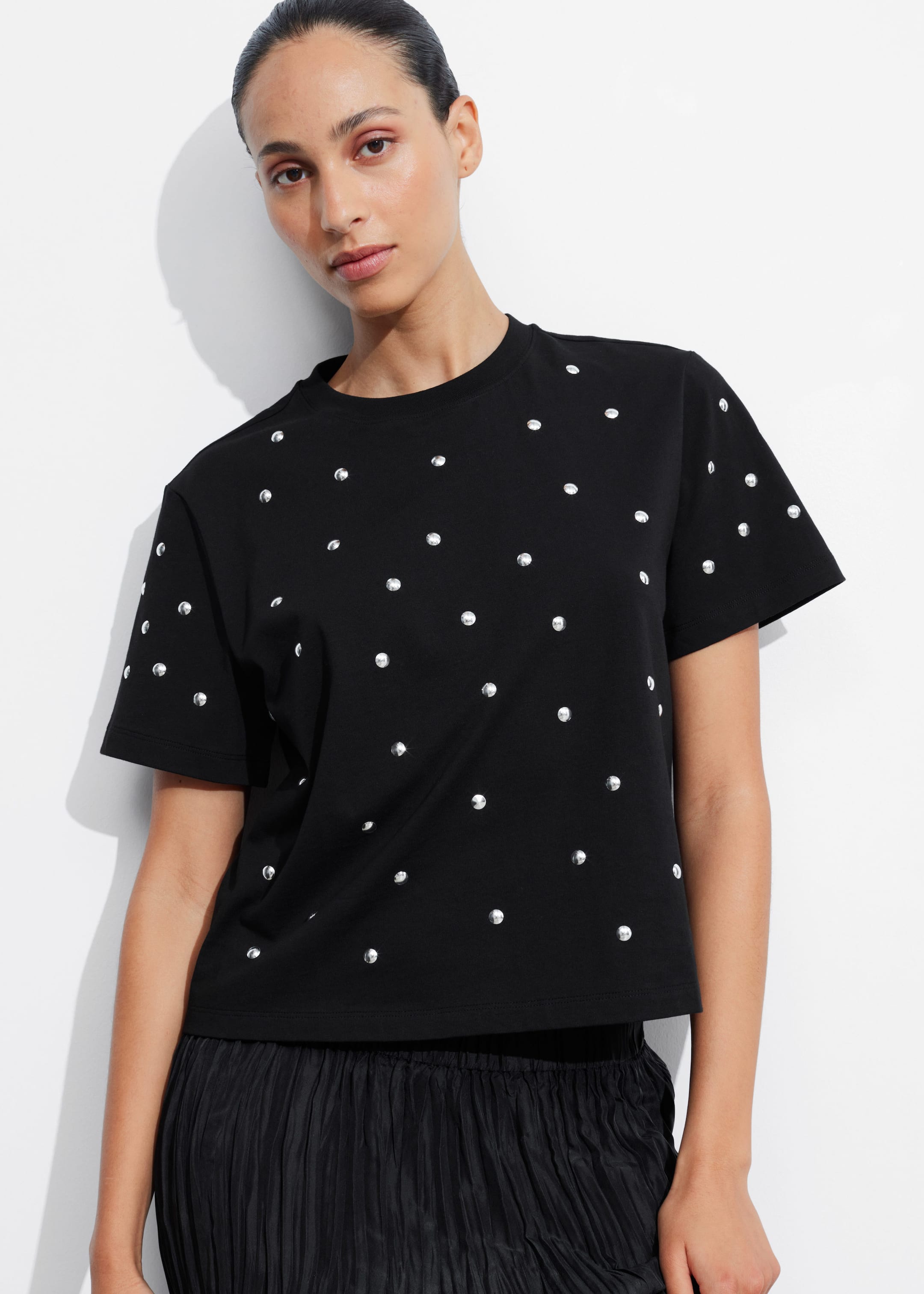 Studded T-Shirt - Black - Lookbook