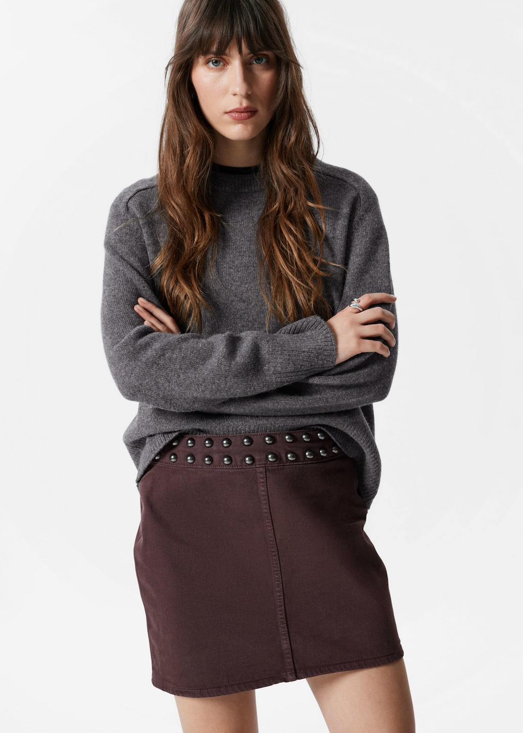 Studded Mini Skirt - Dark Brown - Mini skirts - & Other Stories