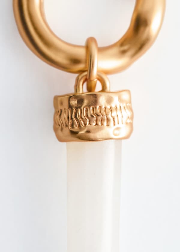 Stone Charm Hoop Earrings
