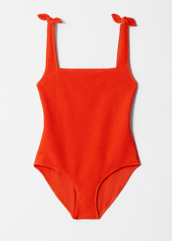 Textured Bow Tie Swimsuit