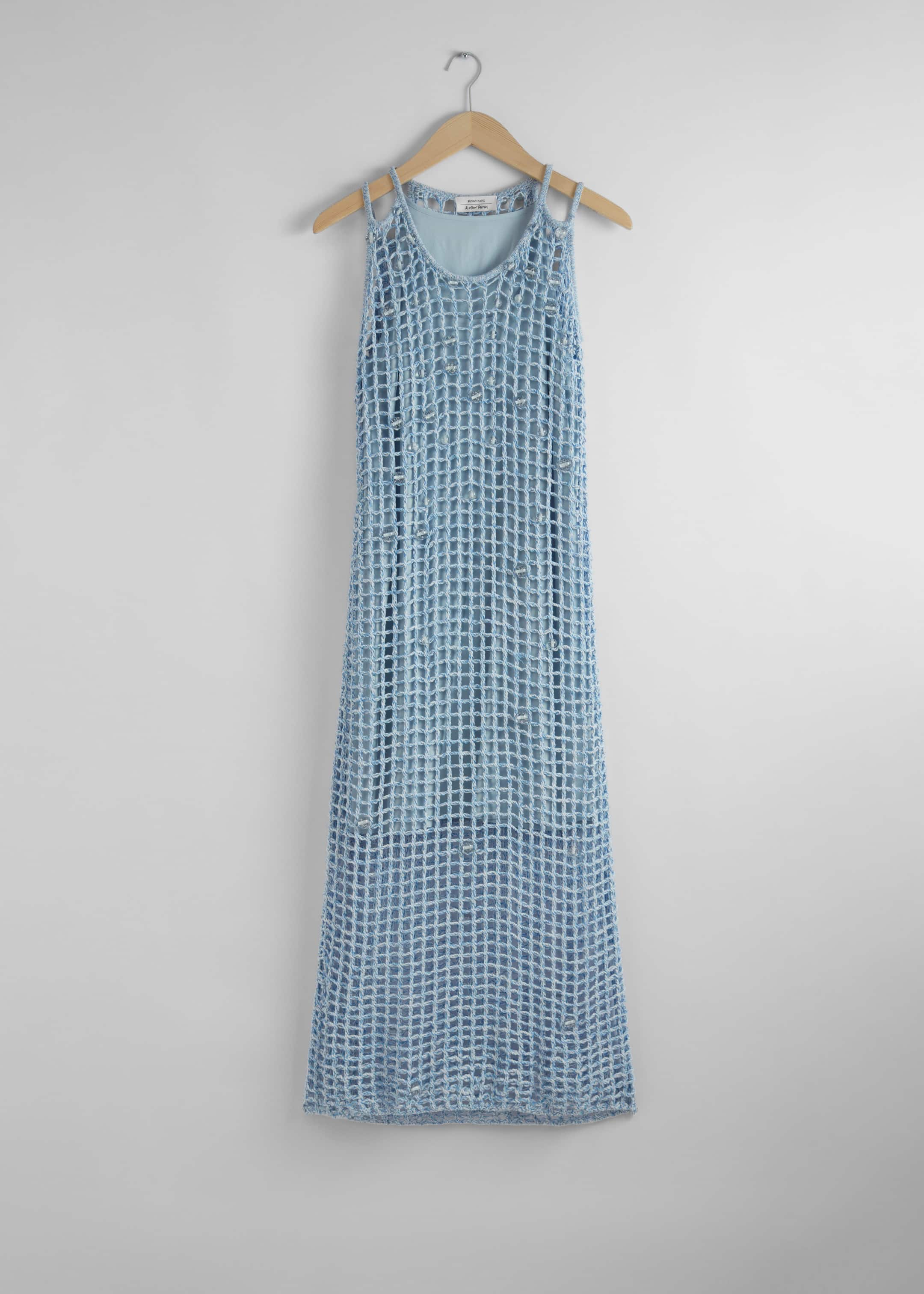 Robe midi en crochet perlé - Bleu clair - Still Life