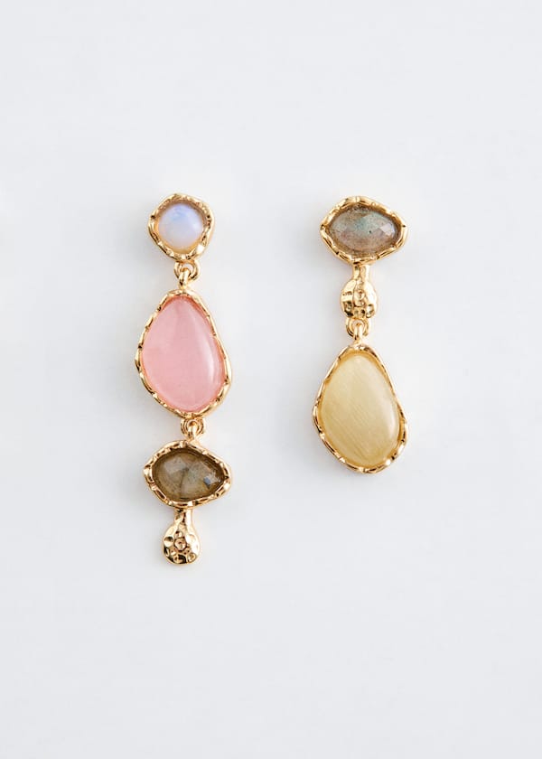 Multi-Coloured Stone Pendant Earrings