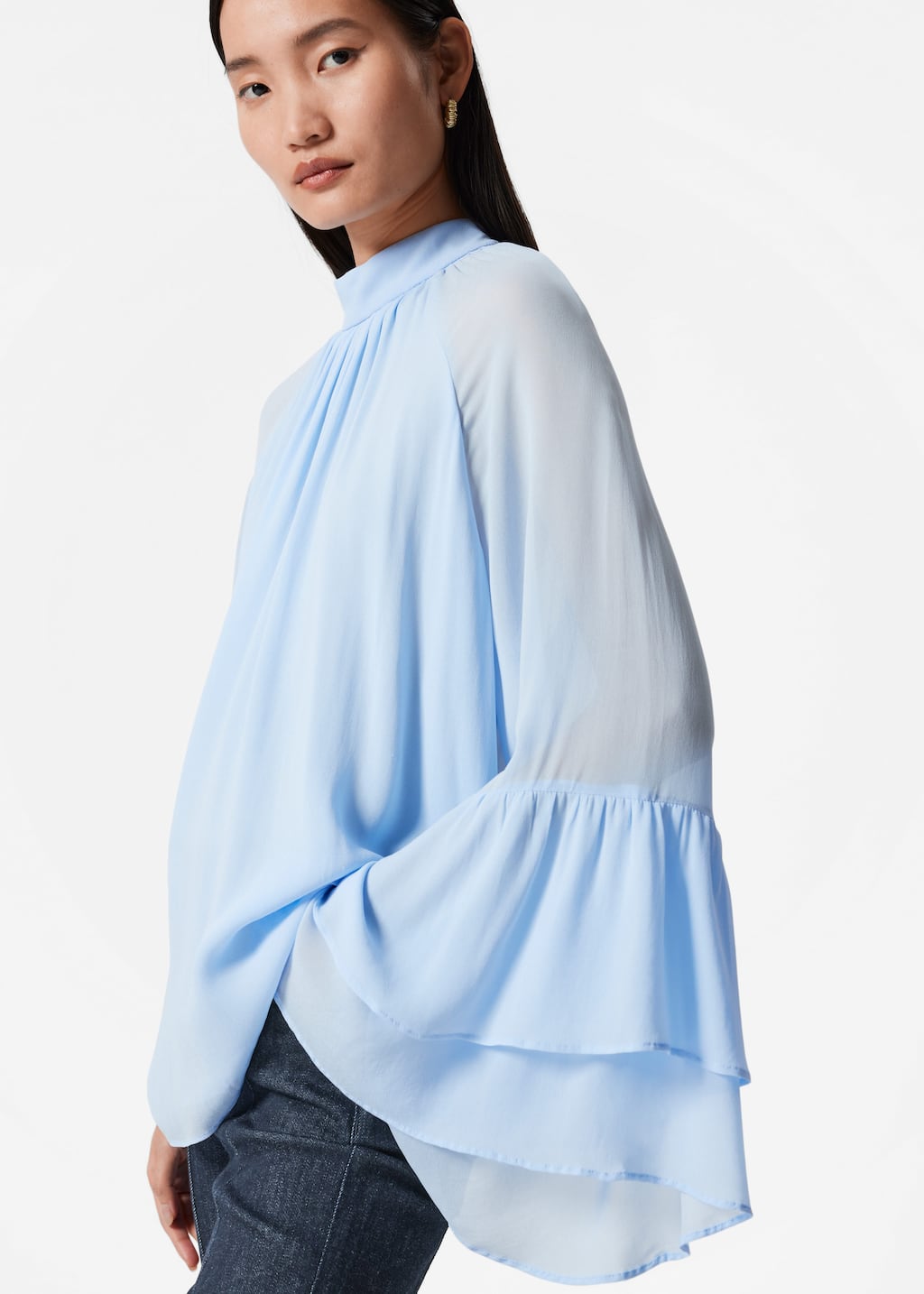 トップス ENFOLD DRAPE FLARE BLOUSE Draped silk georgette blouse | Genny