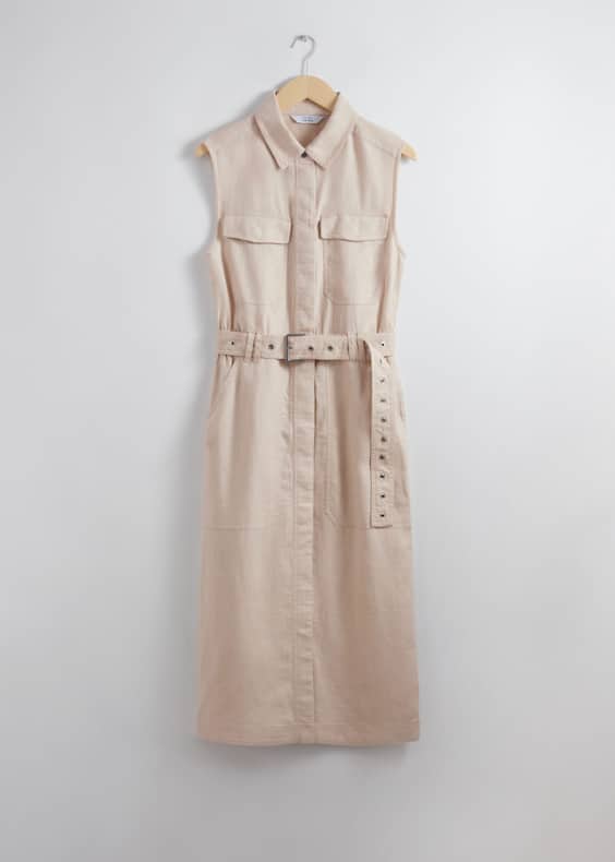 Linen Utility Midi Dress
