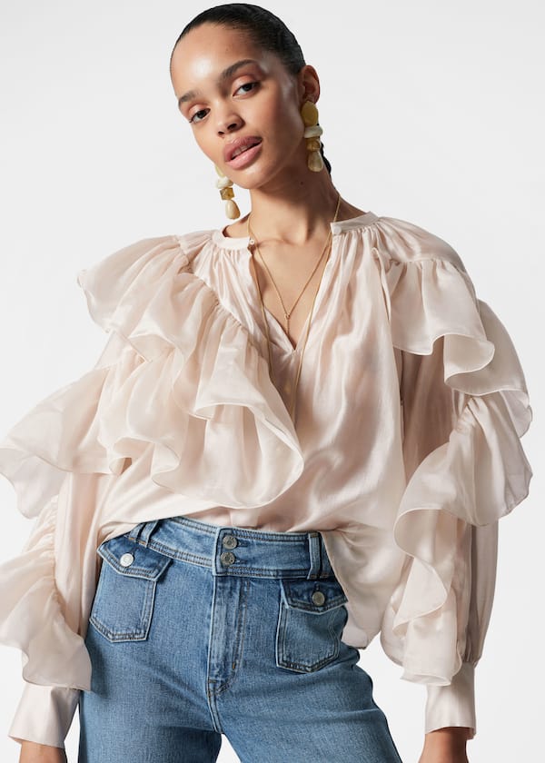 Asymmetric Ruffle Blouse