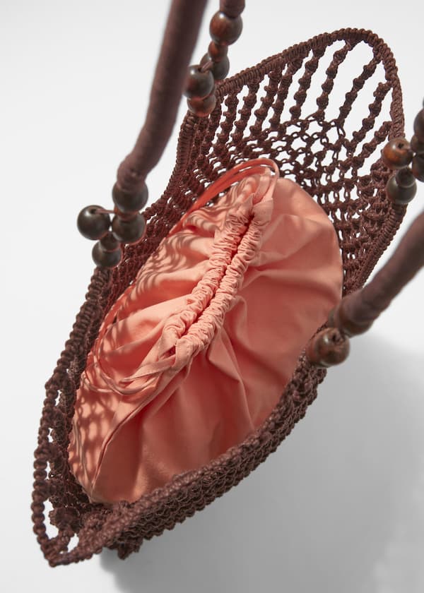 Bead-Detail Crocheted Tote Bag