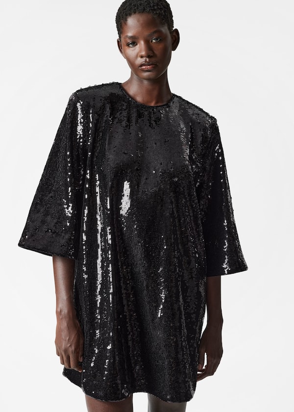Sequined Mini Shift Dress
