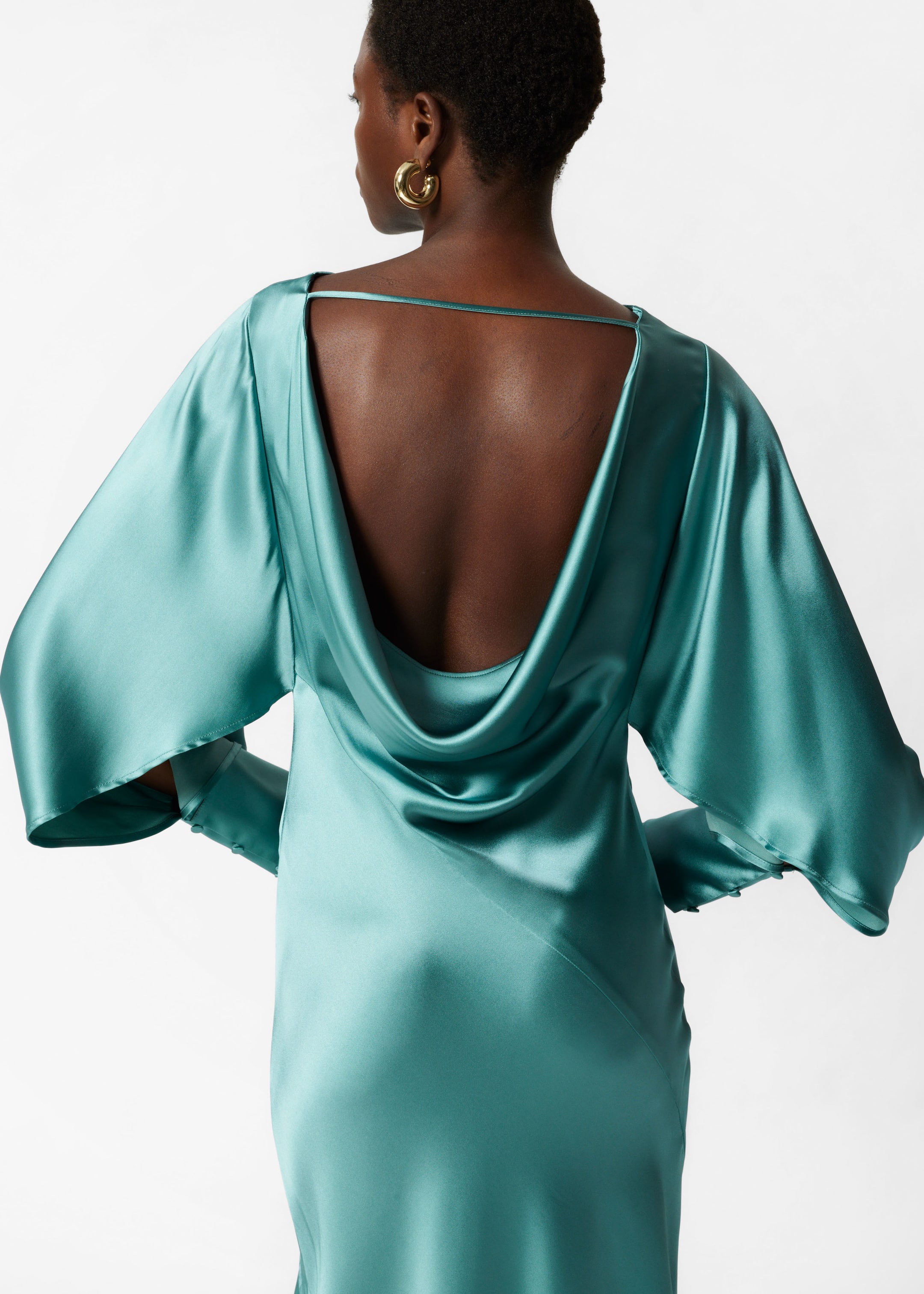 Satin Maxi Dress - Turquoise - Lookbook