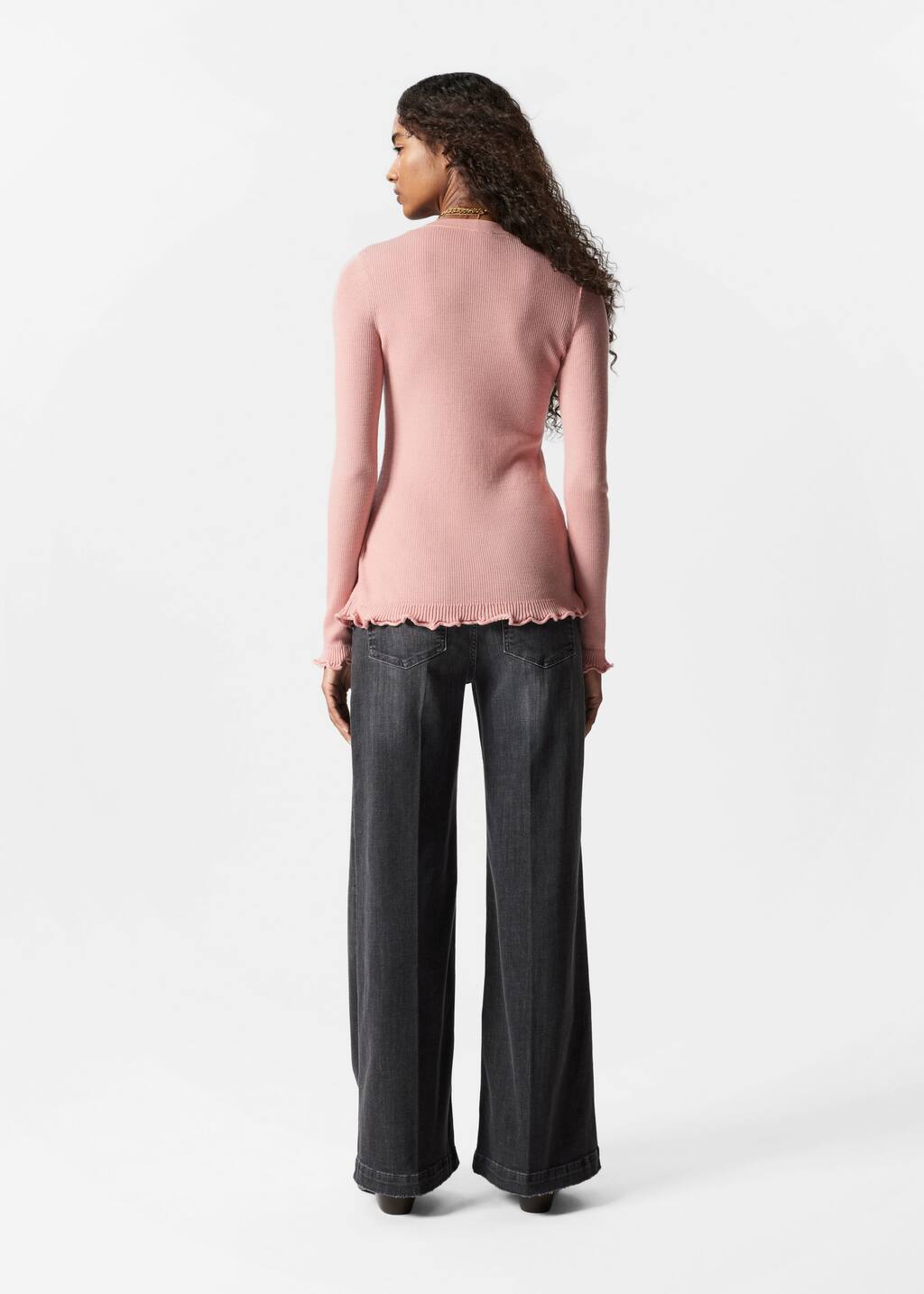 Ruffled-Slit Top - Red - Long Sleeve Tops - & Other Stories