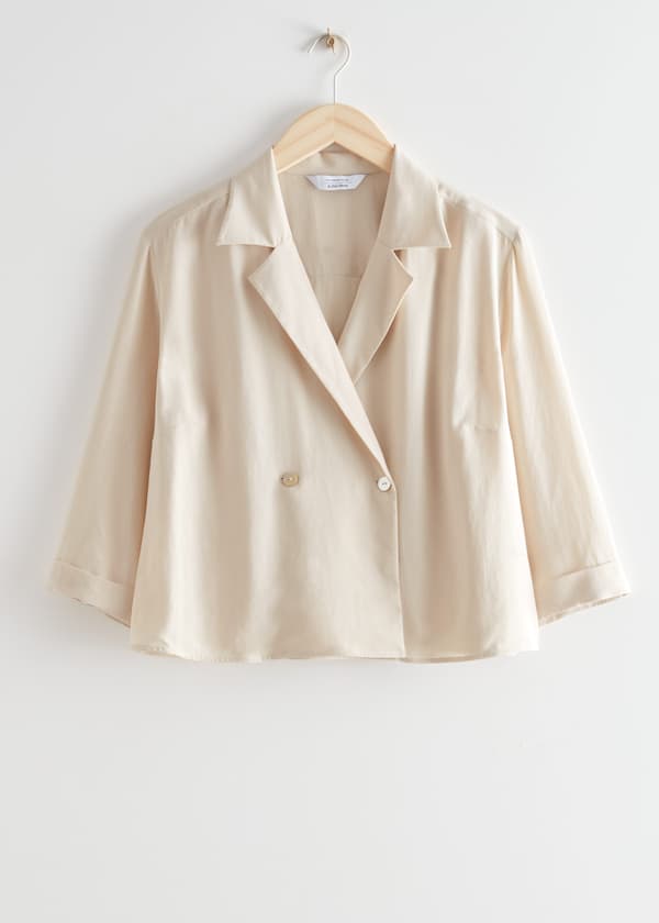 Cropped Boxy Double Breasted Blouse