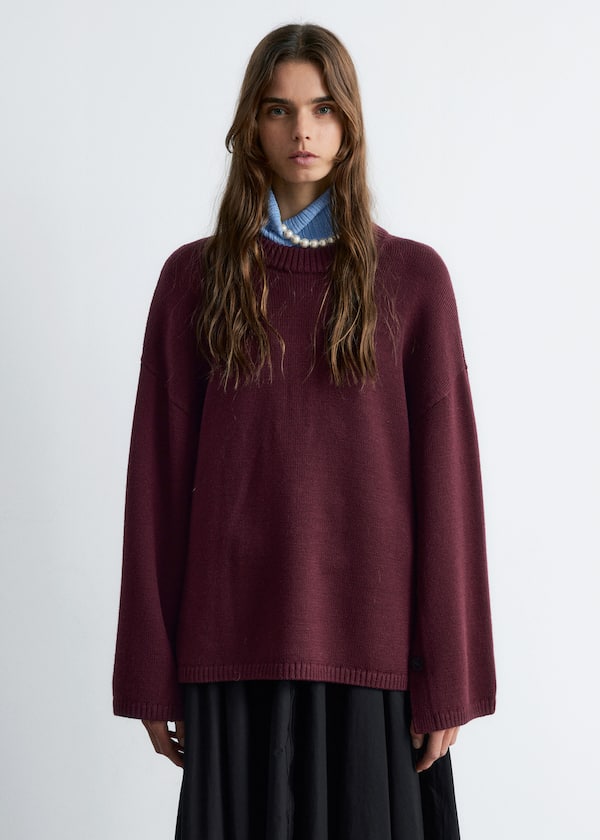 Button-Detailed Merino Sweater