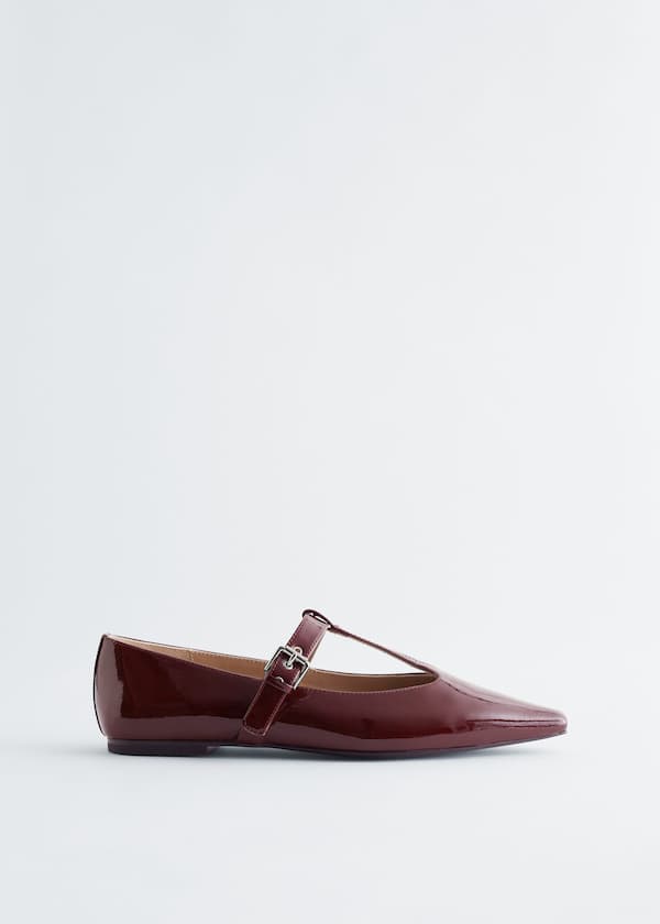 T-Bar Leather Ballet Flats