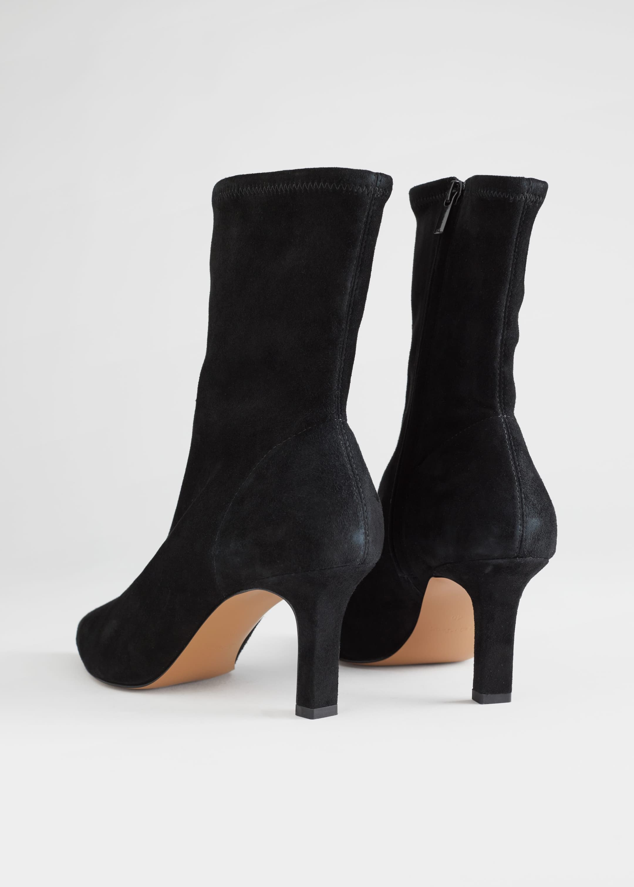 Pointed Suede Sock Boots - Black - Still Life