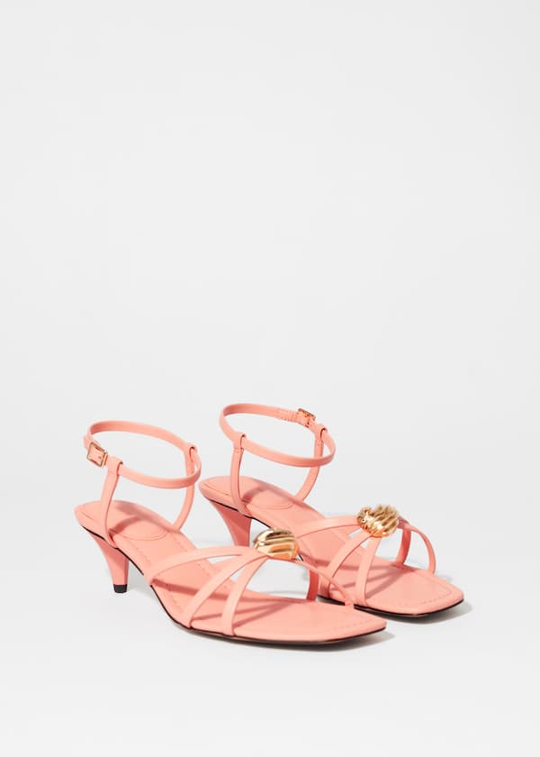 Embellished Heeled Leather Sandals