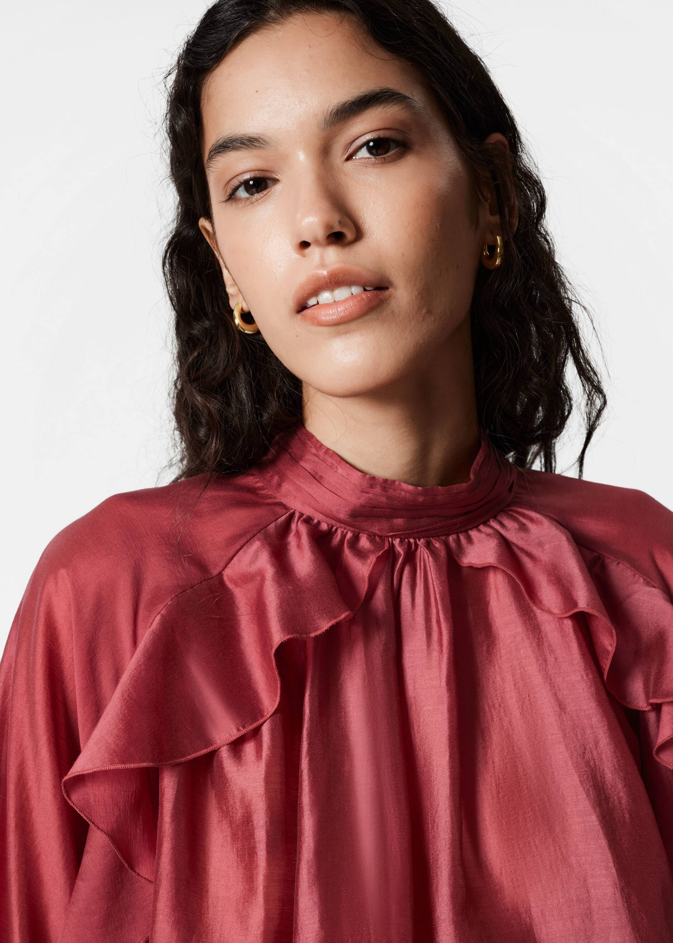 Blouse volantée - Rouge foncé - Lookbook