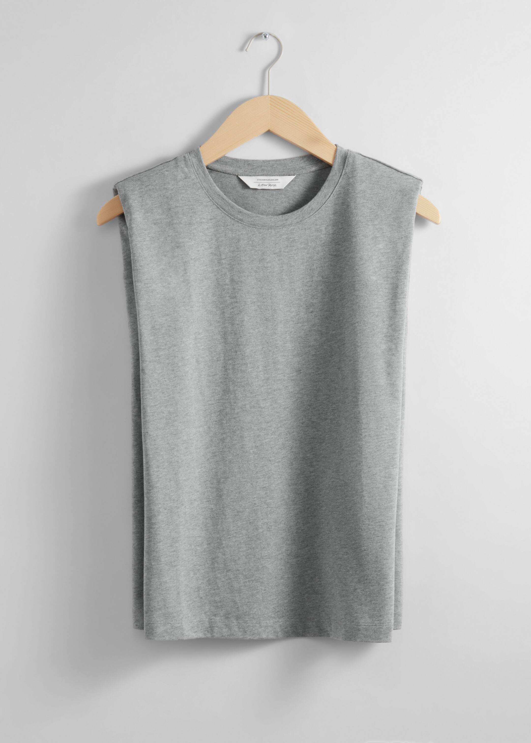 Padded-Shoulder Tank Top - Black - Still Life