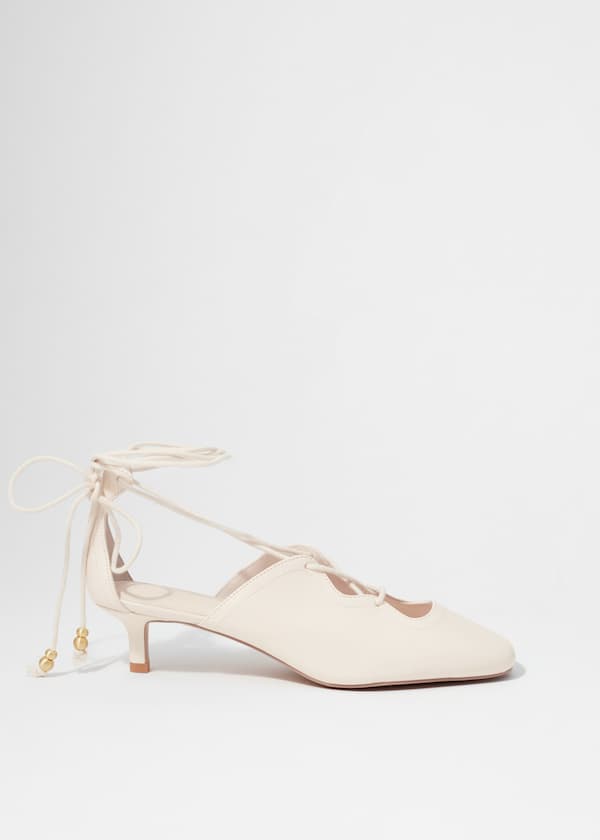 Lace-Up Leather Pumps