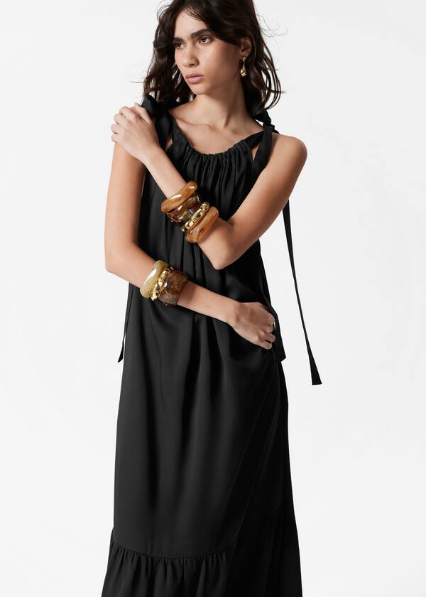 Gathered Sleeveless Midi Dress