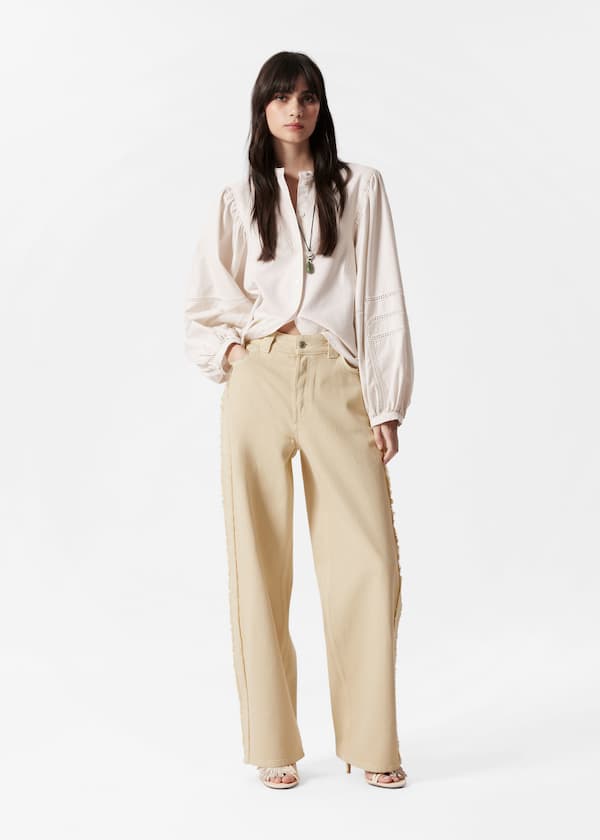 Fringed Wide-Leg Jeans