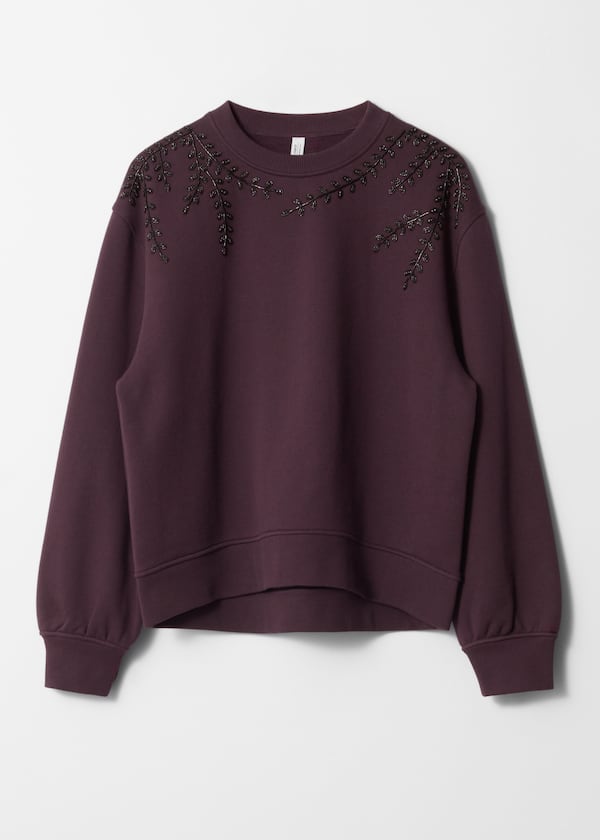 Rhinestone-Embroidered Sweatshirt