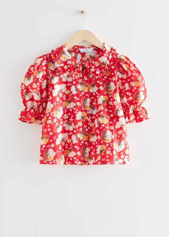 Printed Frill Blouse