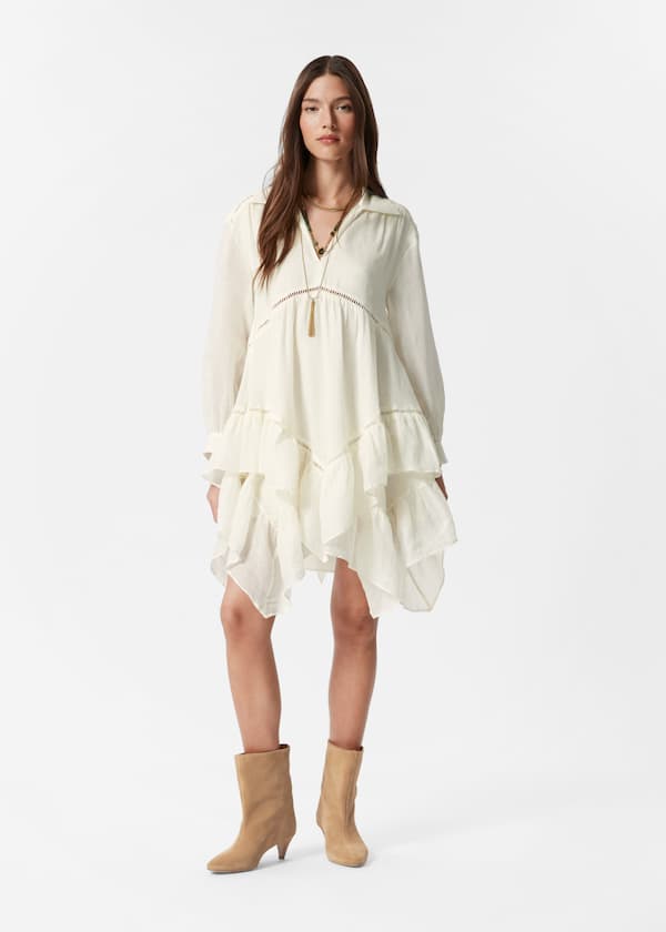 Ruffle Ramie Mini Dress