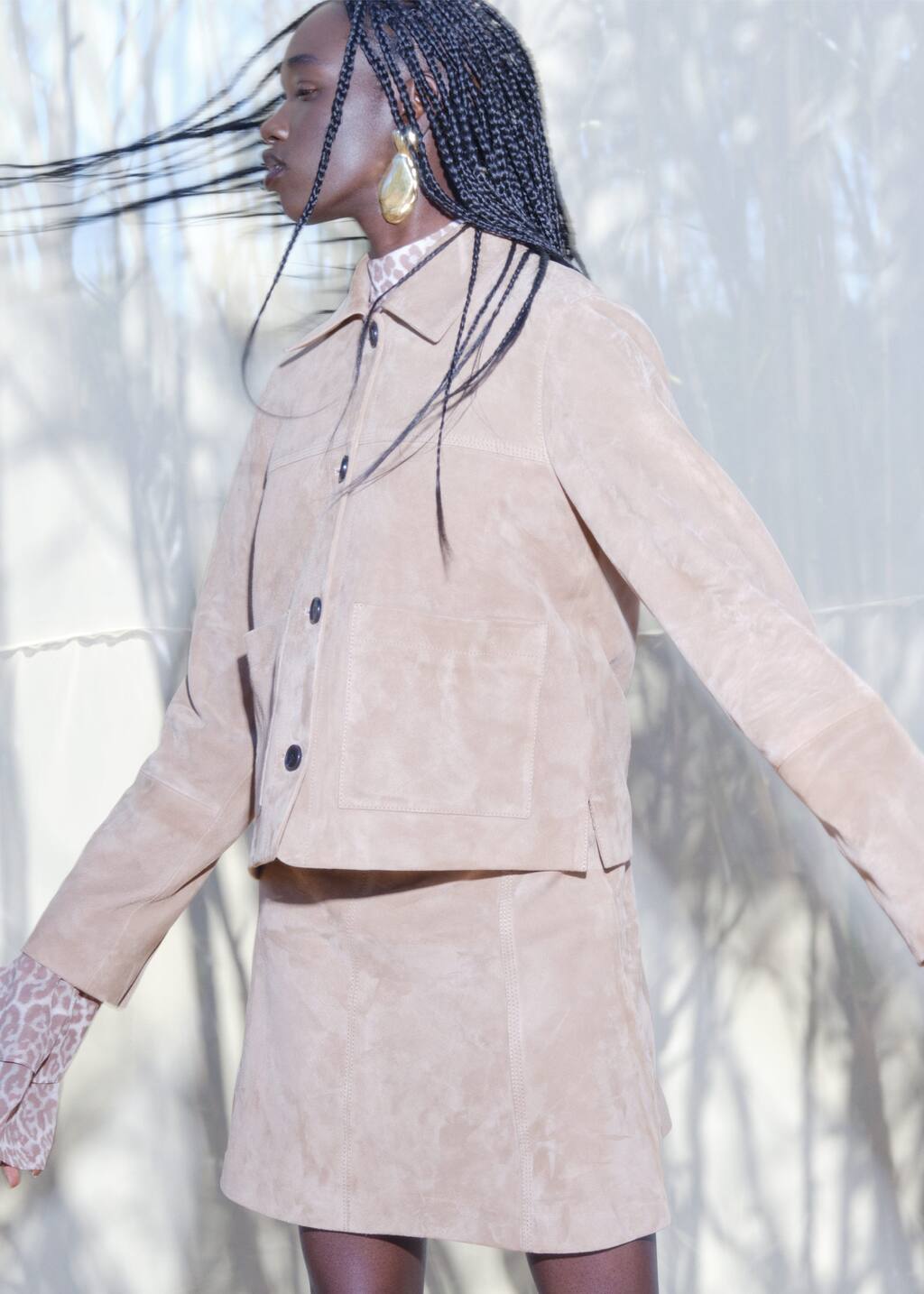 A-Line Mini Skirt - Beige Suede - & Other Stories