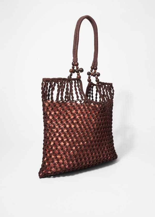 Bead-Detail Crocheted Tote Bag