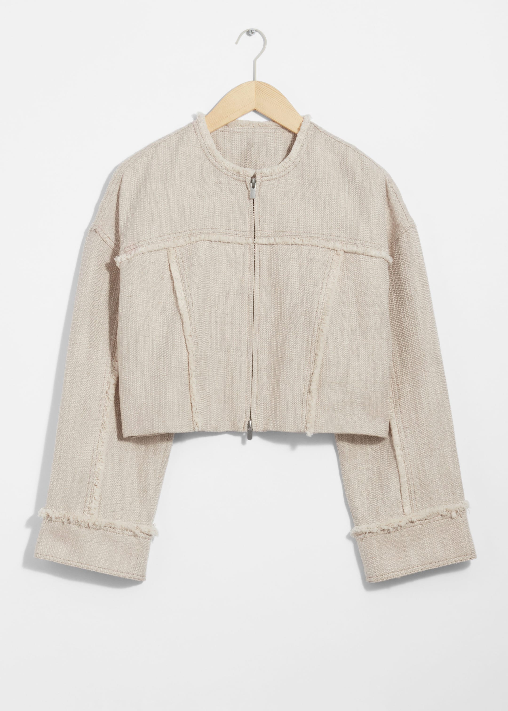 Frayed Linen-Blend Jacket