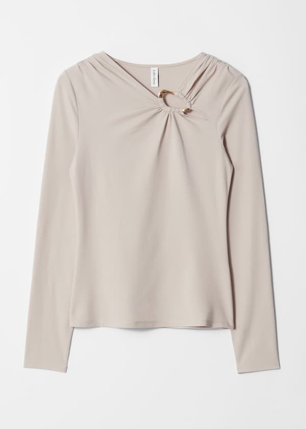 Ruched Buckle-Detail Top