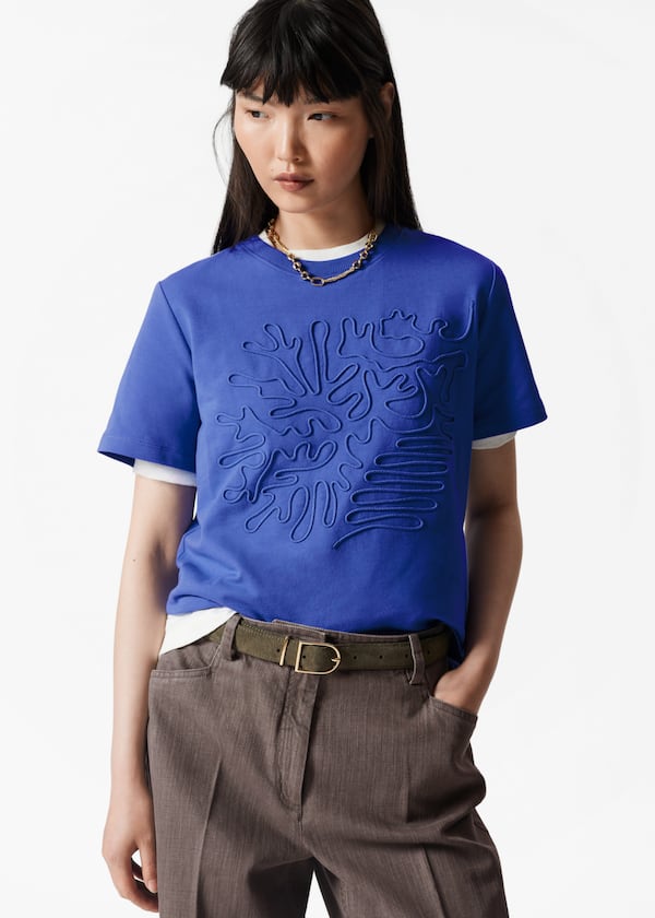 Floral-Appliqué T-Shirt