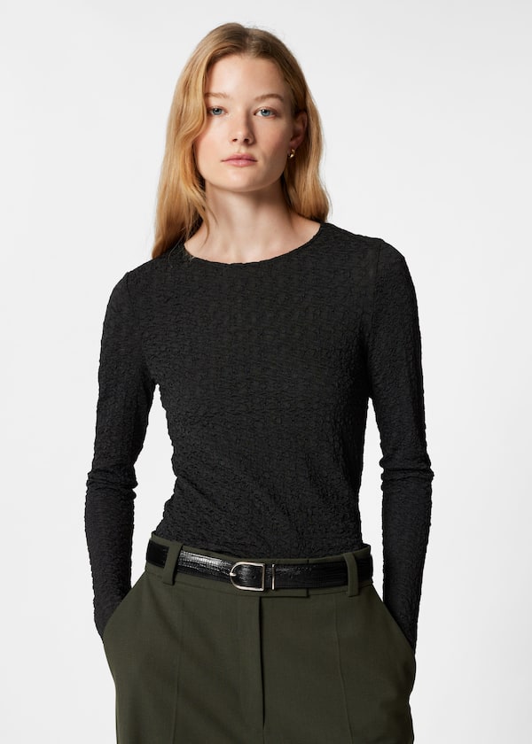 Smocked Long-Sleeve Top