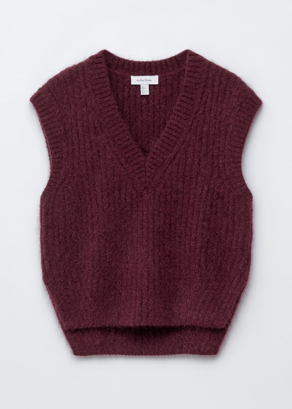 Knitted Mohair-Blend V-Neck Vest