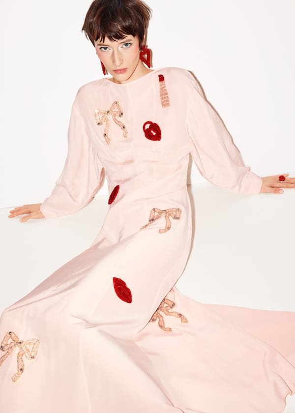 Bead-Embroidery Maxi Dress