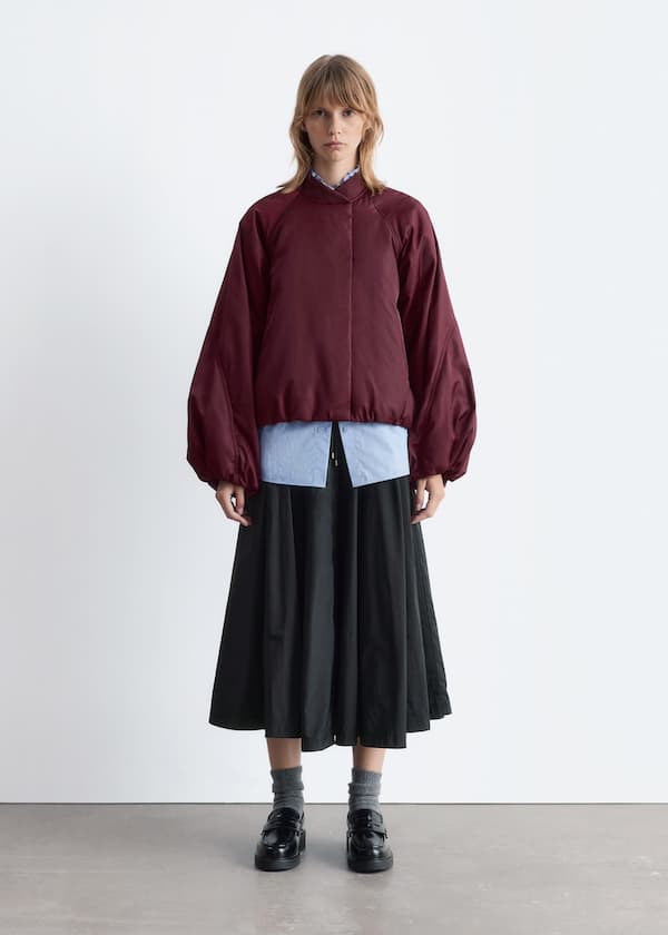 Voluminous-Sleeve Bomber Jacket