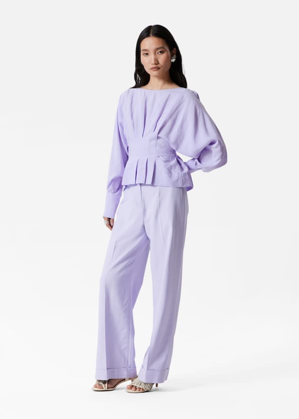 Pleated Boatneck Blouse