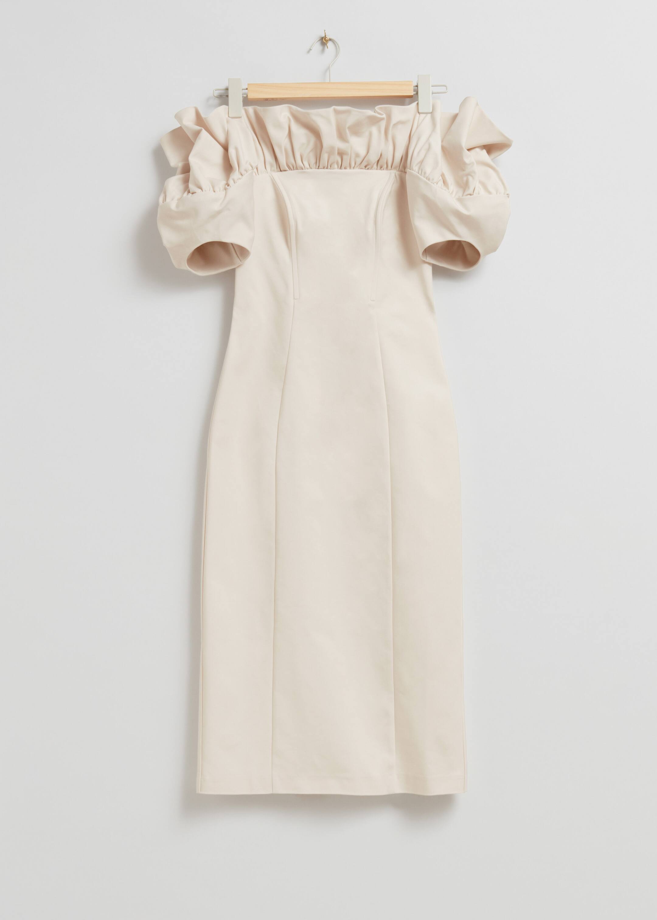 Ruffled Off-Shoulder Midi Dress - Cream - Still Life