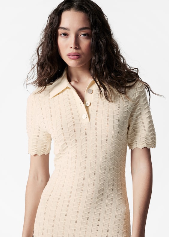 Pointelle-Knit Midi Dress