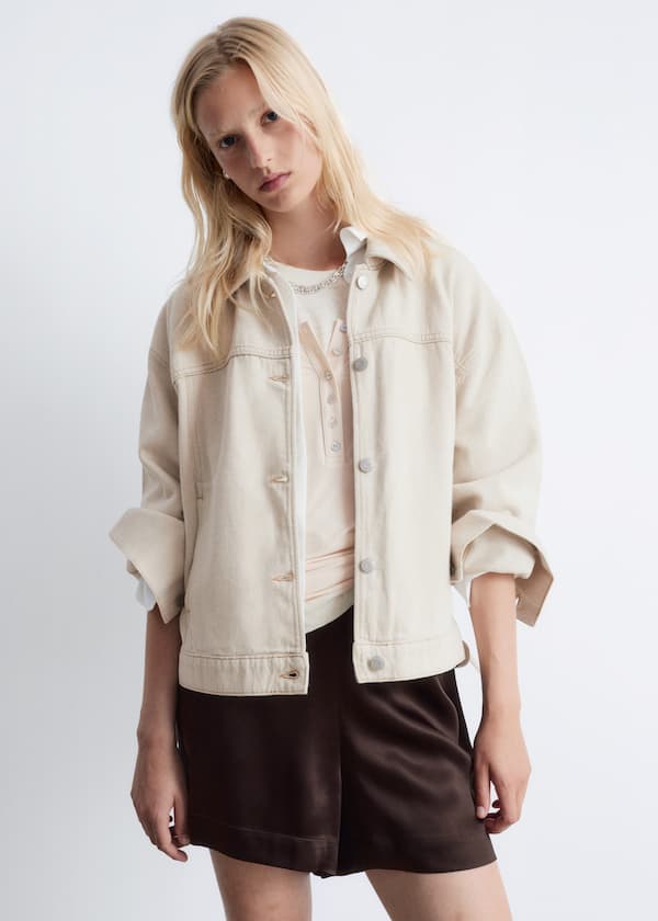 Cropped Tie-Closure Denim Jacket