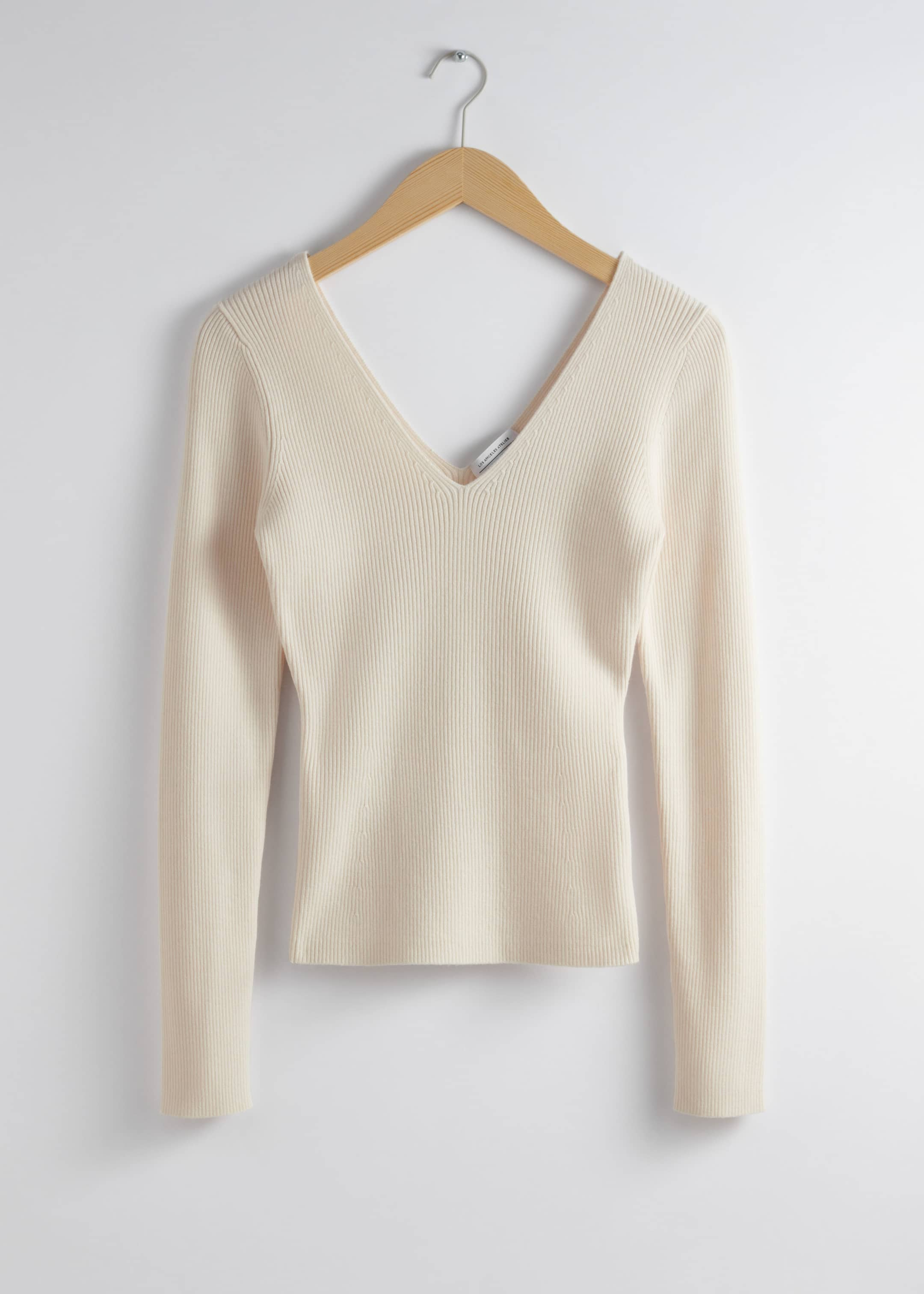 Fitted Rib-Knit Top - White - Still Life