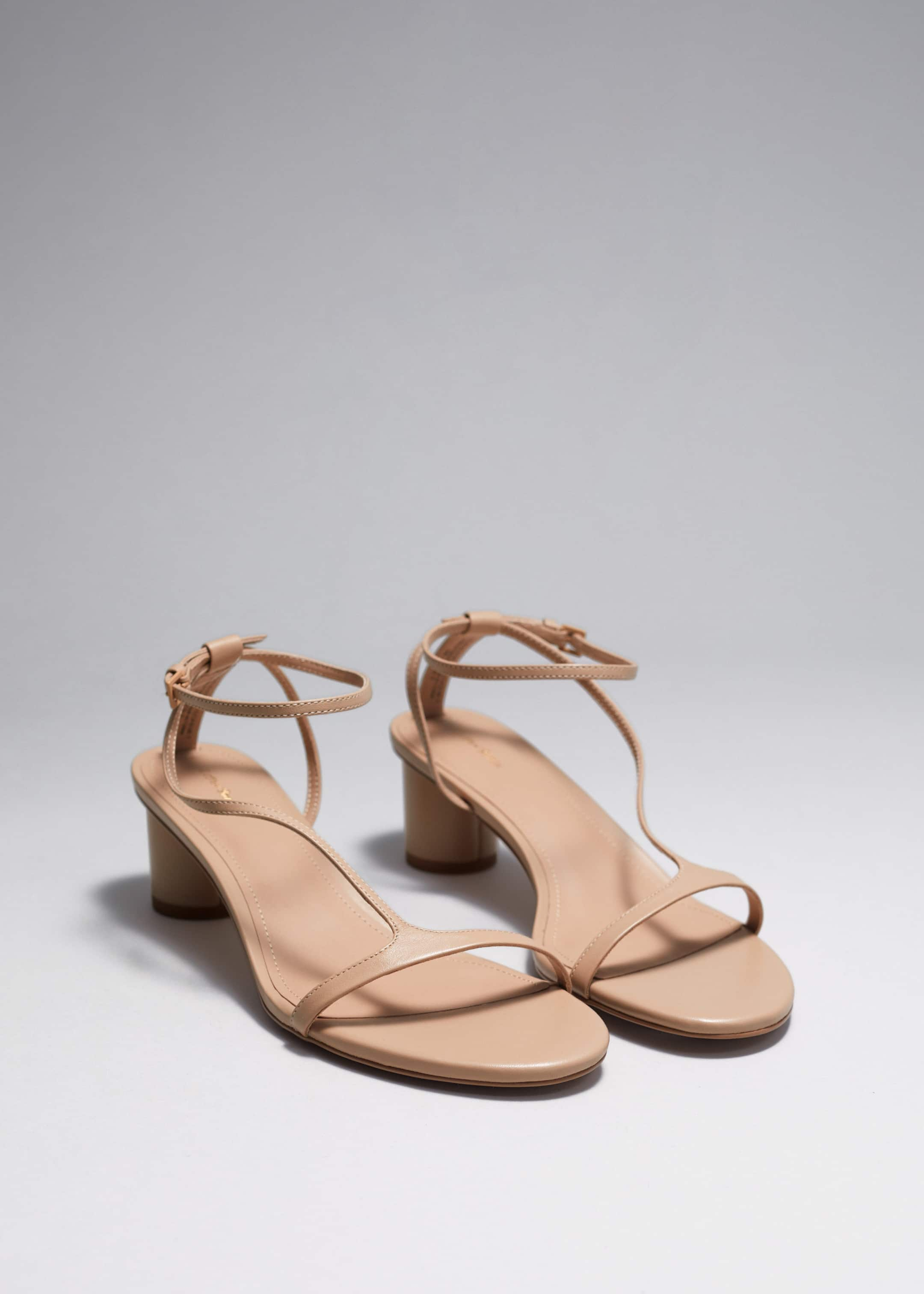 Heeled Leather Sandals - Silver - Still Life