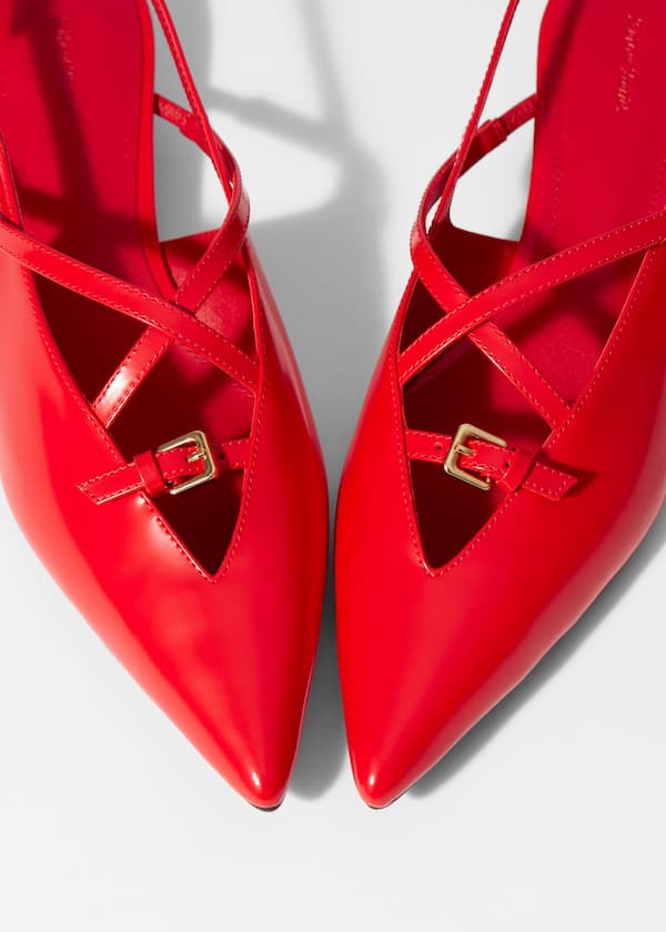 Buckled Strappy Slingback Ballerinas