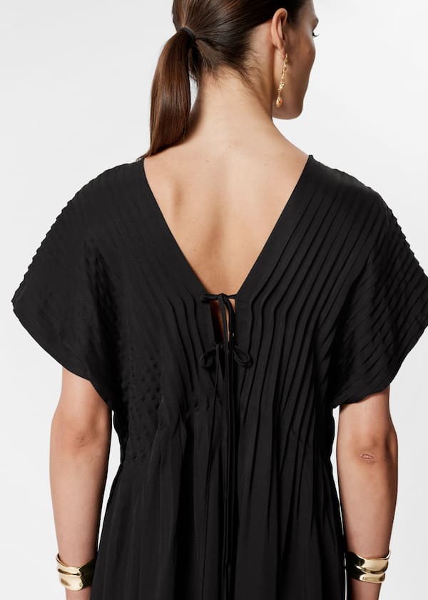 Pleated Dolman Midi Dress