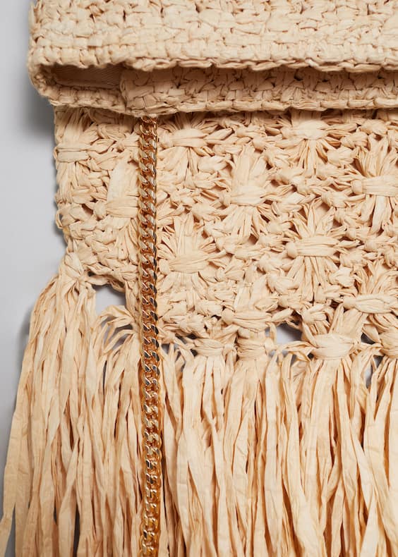 Fringed Straw Clutch