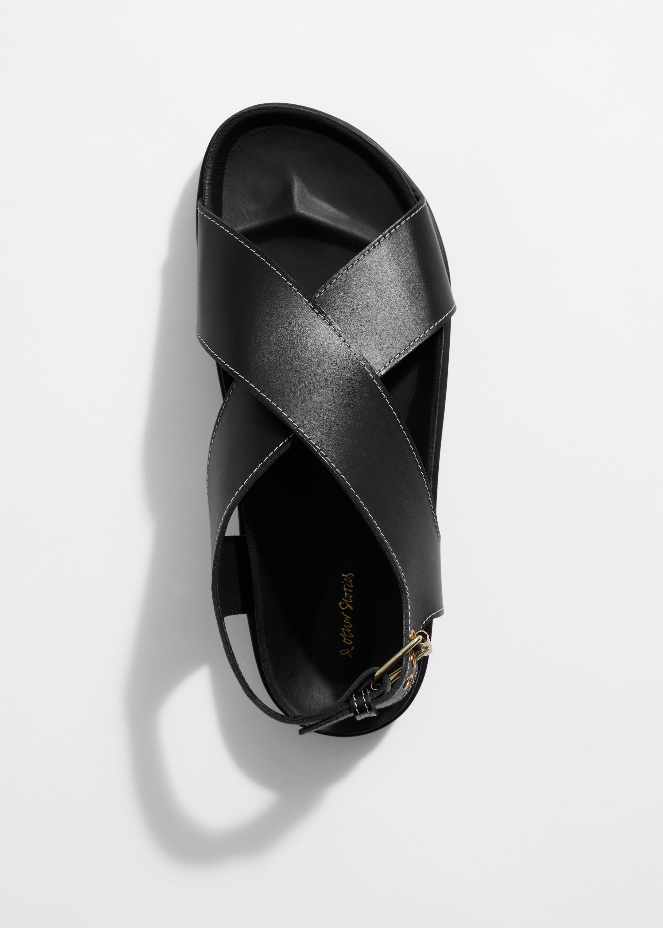 Criss-Cross Leather Sandals - Black - Still Life