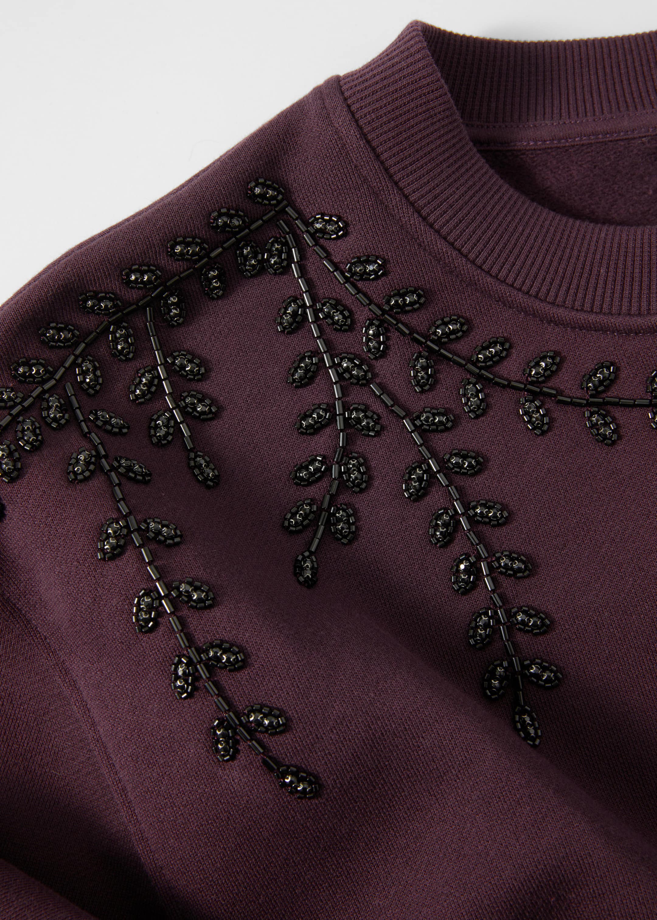 Rhinestone-Embroidered Sweatshirt - {{variantName}} - Descriptive Detail