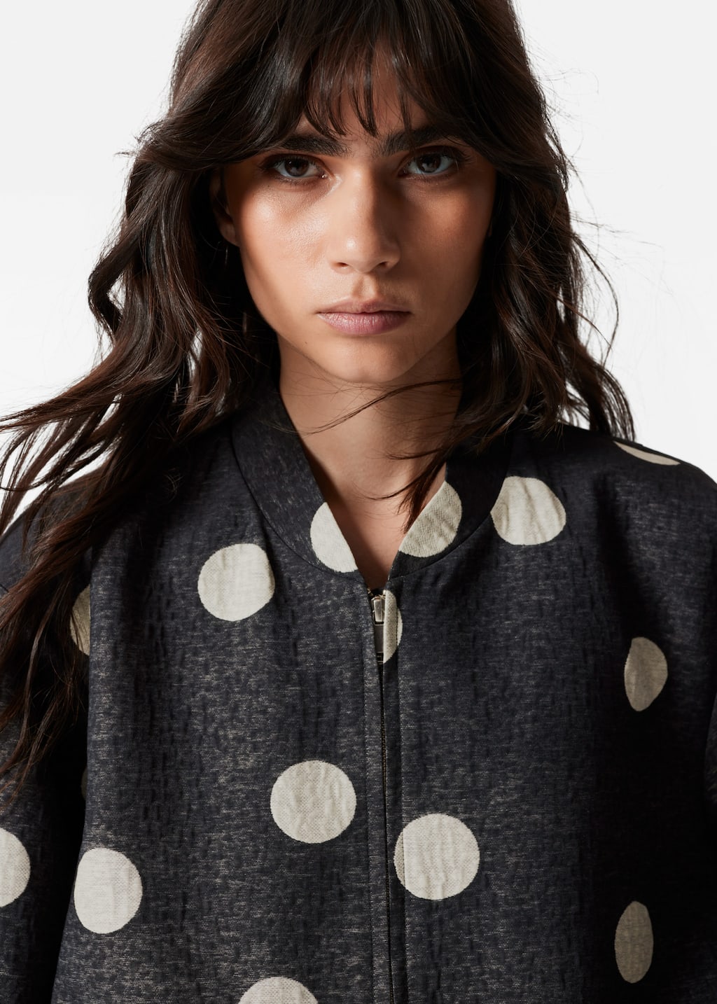 Boxy Bomber Jacket - Grey Polka Dot - Jackets - & Other Stories
