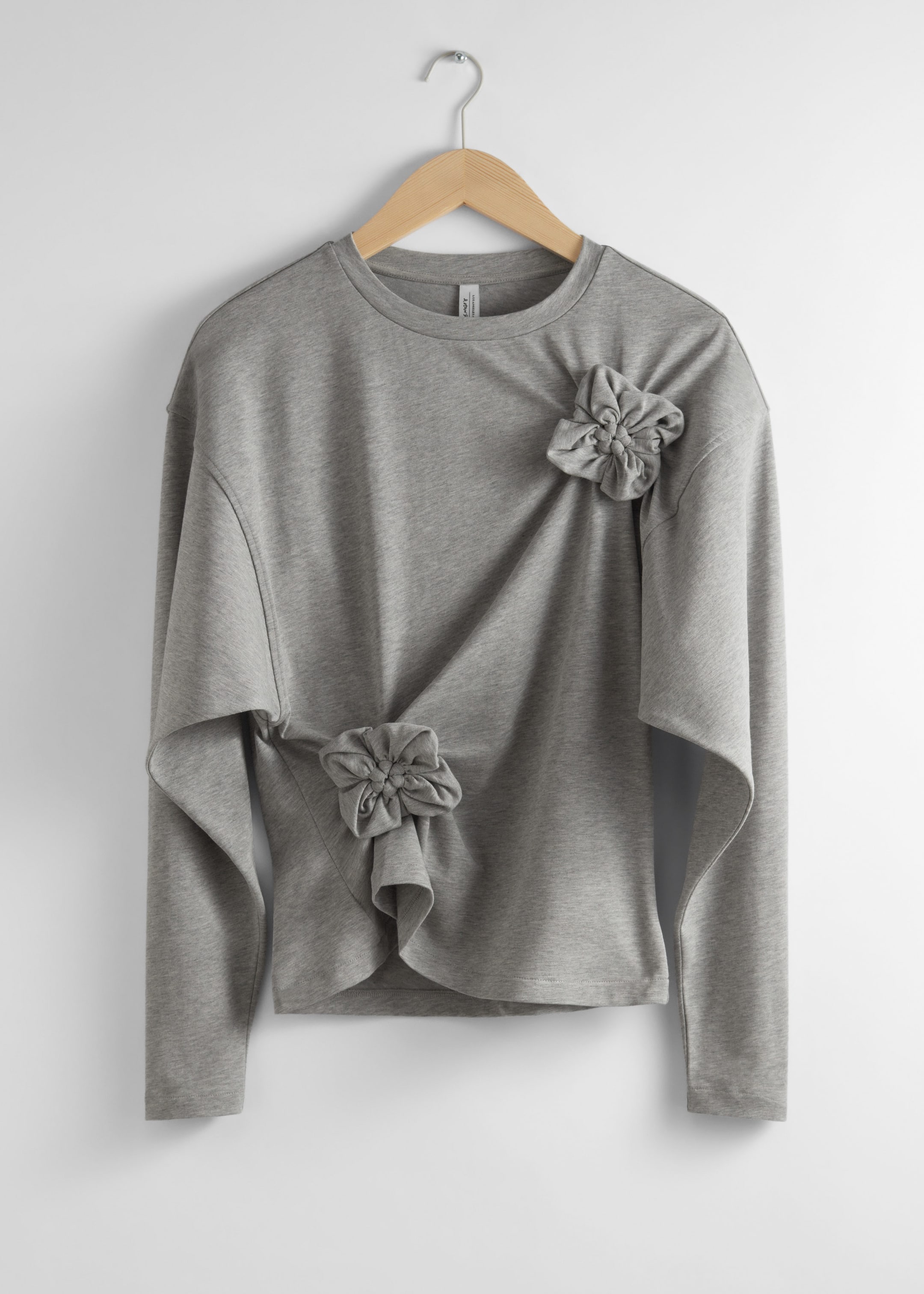 Floral-Appliqué Top - Grey melange - Still Life