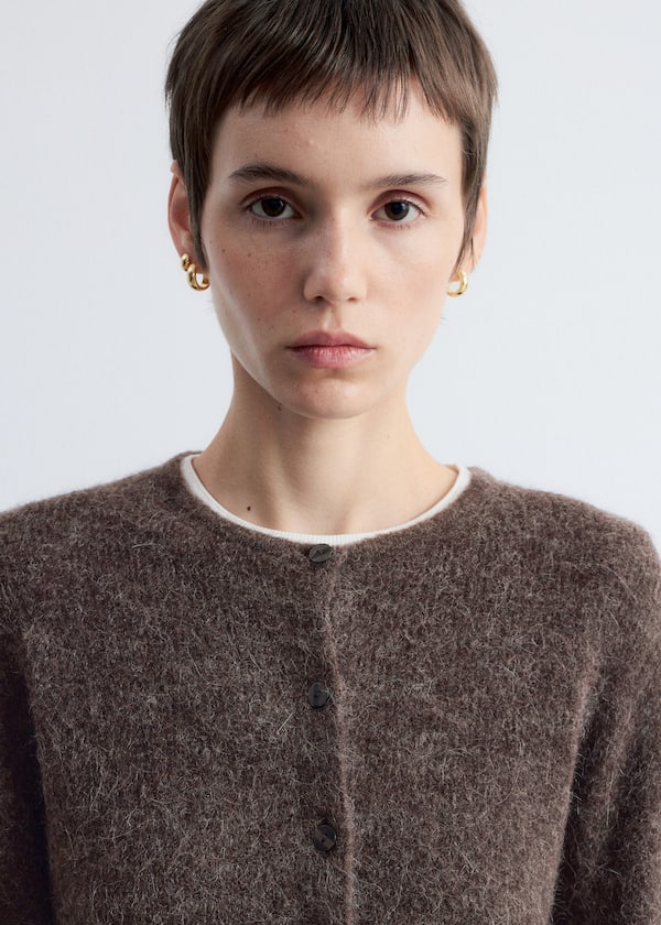 Alpaca-Blend Knitted Cardigan