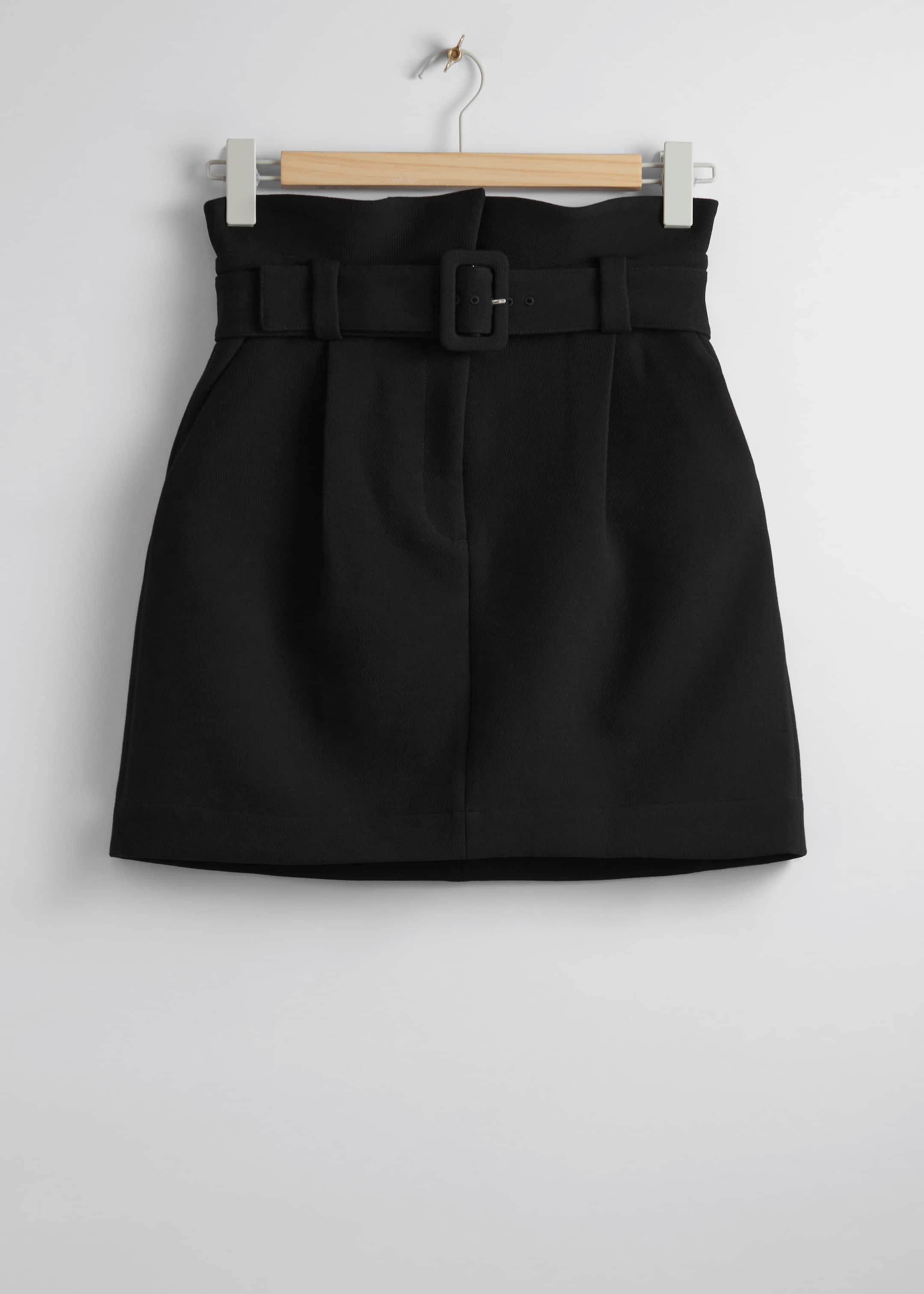 Paperbag Waist Mini Skirt - Black - Still Life